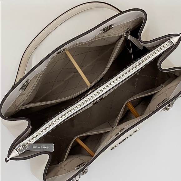 MICHAEL KORS TEAGEN LARGE LONG DROP SATCHEL WHITE - Picture 10 of 13